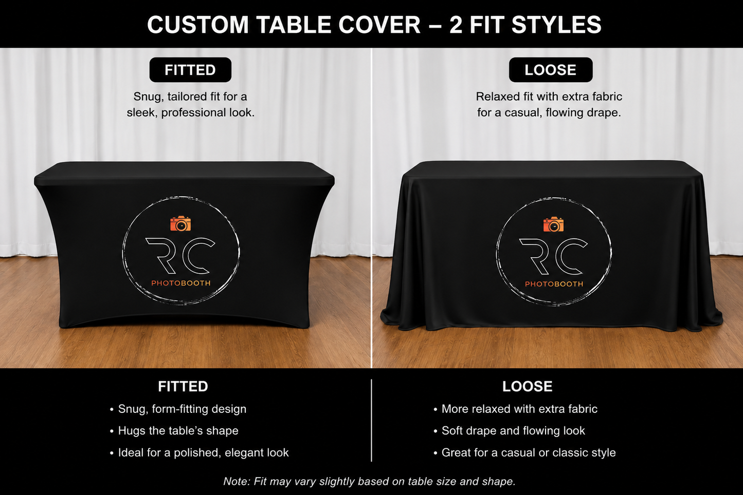 RC Photobooth Premium Stretch Table Cover – Professional Event Display