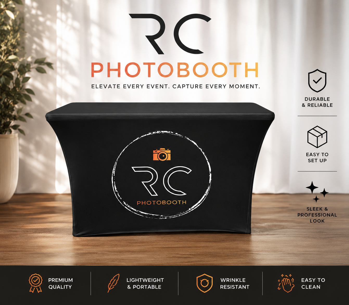 RC Photobooth Premium Stretch Table Cover – Professional Event Display